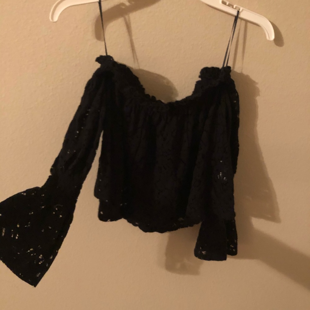 Black Zara long sleeve lace top